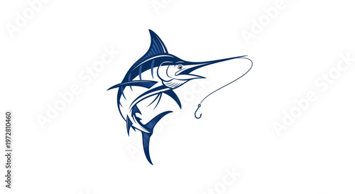 Blue Marlin Fishing Hook Silhouette