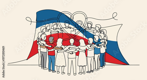 Diverse group of people standing united.