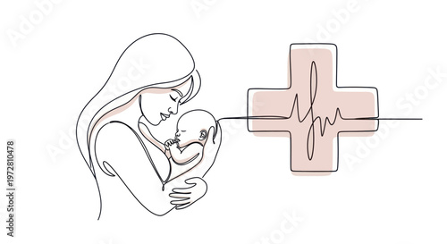 Mother Holding Newborn Baby Love.