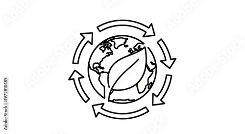 Earth with leaf eco friendly symbol.