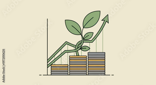 Green plant growing from stack.