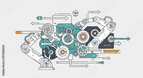Industrial robotic arm with gears.