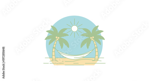 Hammock between two palm trees.