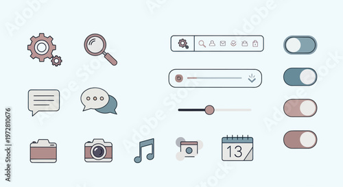 Web interface icons and symbols.