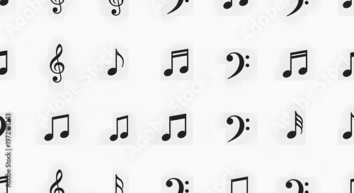 music note icon pattern background, minimal vector style