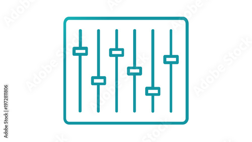 Minimalist Audio Mixer Equalizer Vector Icon Illustration with Vertical Sliders for Sound Tuning, Music Production, Studio Recording, and Volume Control Settings, Scalable Flat Design Graphic.