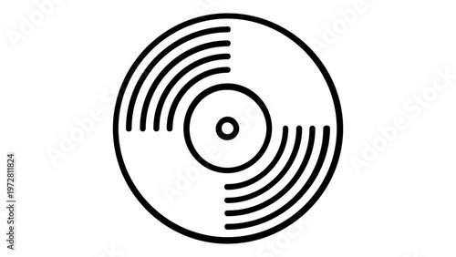 Minimalist vinyl record line icon vector illustration. Sleek flat design of a classic gramophone music disc, scalable AI-generated graphic for audio, DJ, and retro hobby projects.