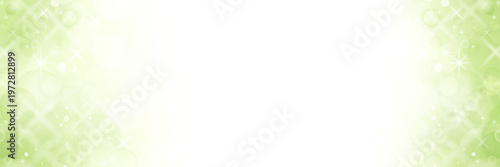 ライトグリーン ボケ キラキラ 背景素材 横長バナー
