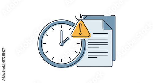 Deadline Warning Clock Document Icon.