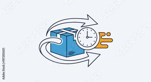 Clock and package delivery fast service.