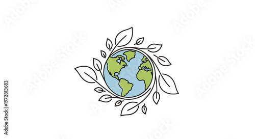 Earth Globe with Leafy Green Border.
