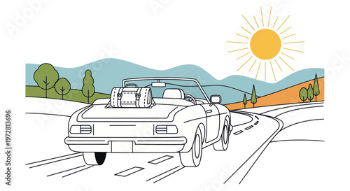 Car driving on a road trip.