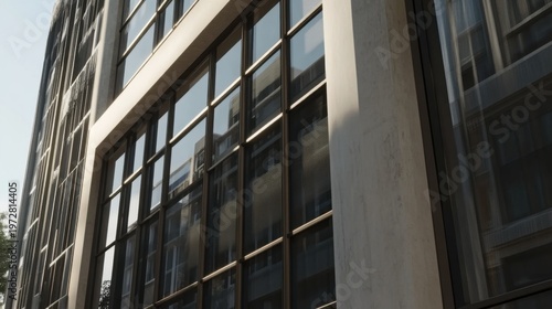 Modern Glass Building Facade Reflecting City