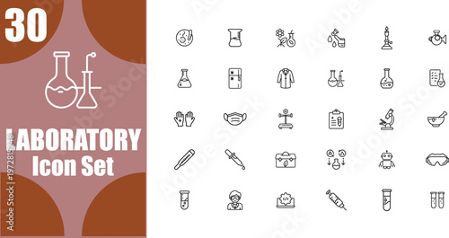 Comprehensive set of thirty laboratory-themed icons for scientific and research use