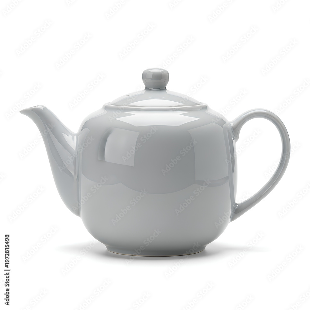 Fototapeta premium Elegant white ceramic teapot with lid and handle for brewing tea.