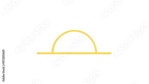 Minimalist sunset vector icon featuring a gradient sun over a flat horizon line. AI-generated flat line illustration of a sunrise or dusk for weather, nature, and travel graphic designs.