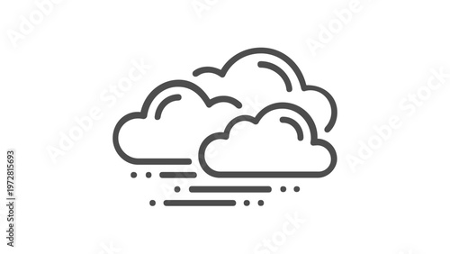 Cloudy Weather and Wind Line Icon Illustration, Minimalist Vector Design Featuring Clouds with Fog or Breeze, Scalable Flat Graphic for Meteorology, Nature, and Climate Forecast Projects.