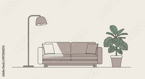 Gray sofa with pillows indoor furniture.