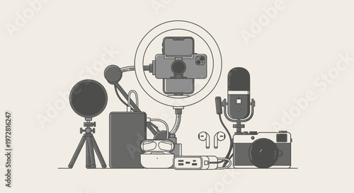 Camera and recording equipment setup.