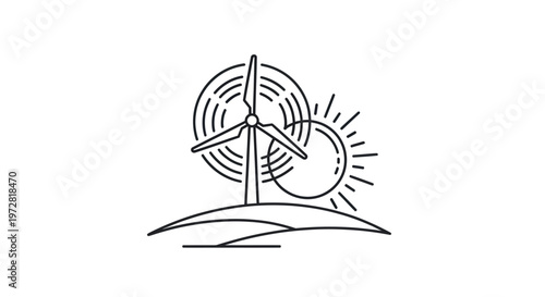 Wind Turbine Renewable Energy Icon Design.