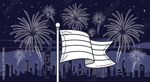 Flag waving in the wind alone.