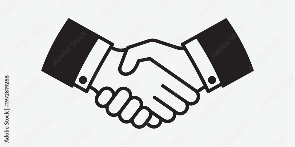 Obraz premium Business Handshake Icon Vector, Partnership Agreement Symbol, Deal and Cooperation Line Illustration