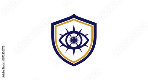 Eye within a shield logo representing security and protection.