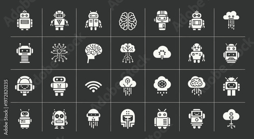 Collection of artificial intelligence and robot icons