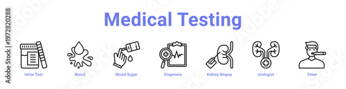Medical Testing web icons in banners and collections