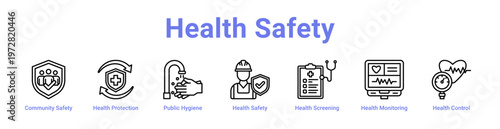 Health Safety web icons in banners and collections