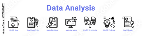 Data Analysis web icons in banners and collections