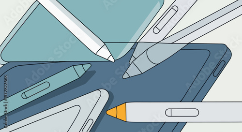 Stylish Stylus Pens for Tablets Closeup.