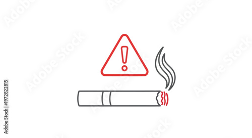 Warning sign with lit cigarette symbol.