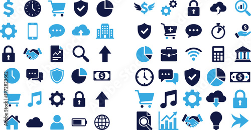 Financial and business icons vector collection money banking investment management.