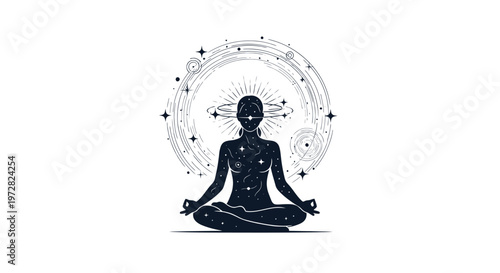 Yoga meditation silhouette glowing aura spiritual mindfulness