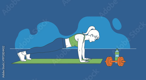 Woman doing push ups exercise.