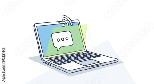 Laptop with chat box on screen.