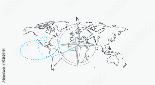 Global connections and travel routes map.