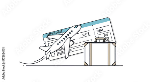 Airplane boarding pass travel document.
