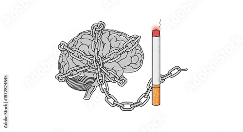 Brain chained to a lit cigarette.