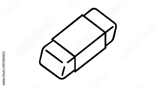 Isometric eraser line icon vector illustration. Minimalist black and white rubber for school and office supplies. Scalable flat design for education, art, correction, and stationery projects.