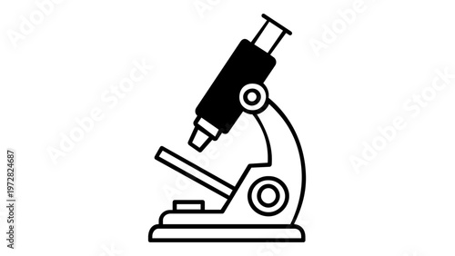 Microscope Vector Icon Illustration: Minimalist Flat Line Art Design for Science, Education, Laboratory Research, Biology, Chemistry, and School Equipment, Scalable AI-Generated Graphic.