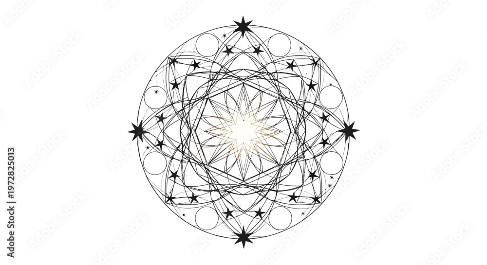 Obraz premium Sacred geometric mandala spiritual pattern illustration