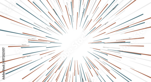 Abstract colorful lines radiating burst.