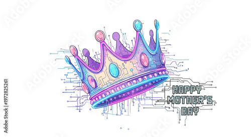 Watercolor crown illustration for mother's day celebration royalty theme vibrant