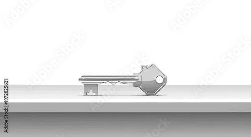 A house shaped key on a surface. Vector illustration for real estate, new home, and ownership concepts
