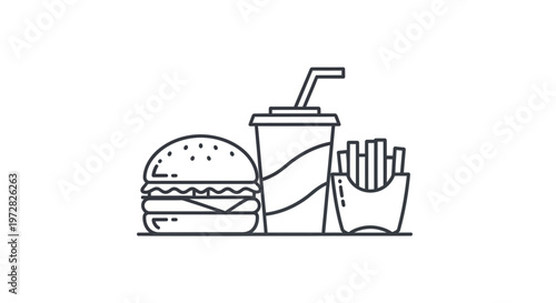 Fast Food Meal with Burger Fries.