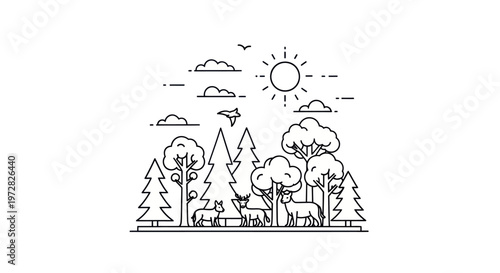 Deer standing in forest looking left.