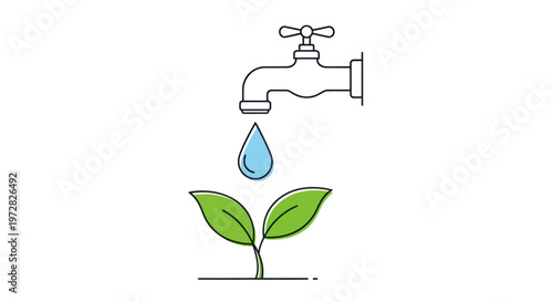 Water Drop on Green Plant Leaves.