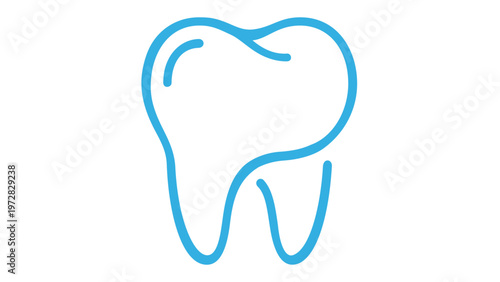 Minimalist blue gradient tooth line art vector icon illustration for dental health, dentistry, oral hygiene, and medical clinic branding, scalable AI-generated graphic isolated on white background.
